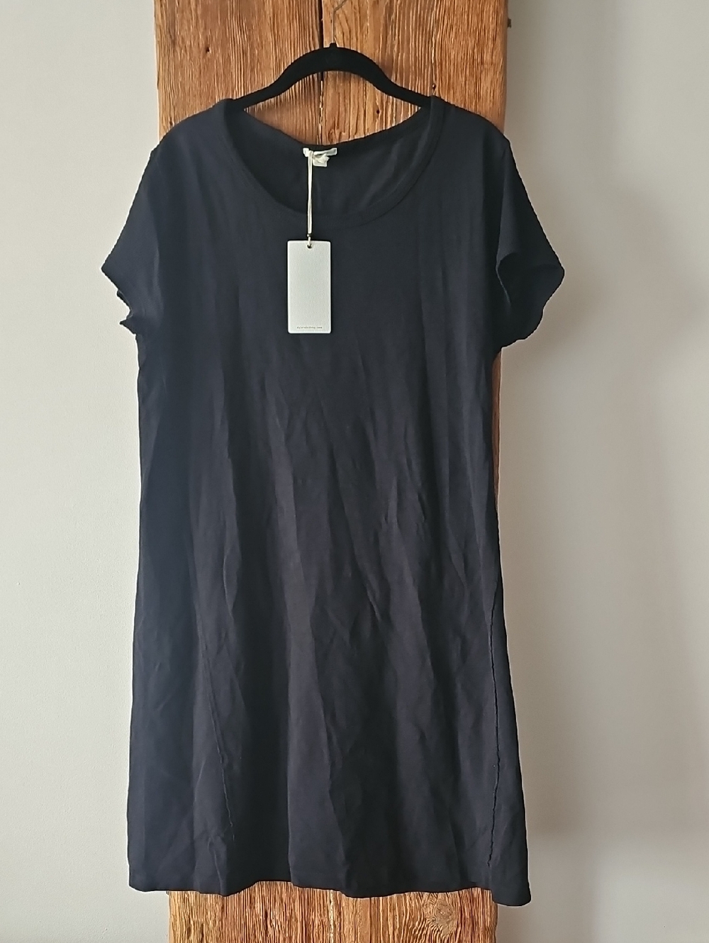 NWT Dylan 100% Cotton Black Short-Sleeve Tshirt Dress Size Large Ribbed Sleeves